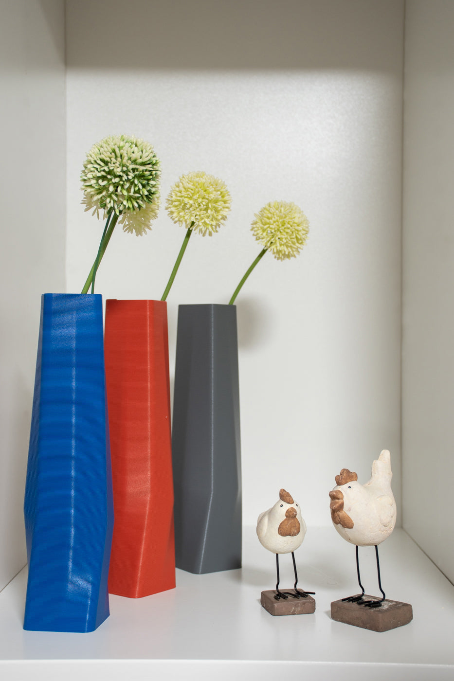 the vase - square (basic) - blau, terracotta, grau